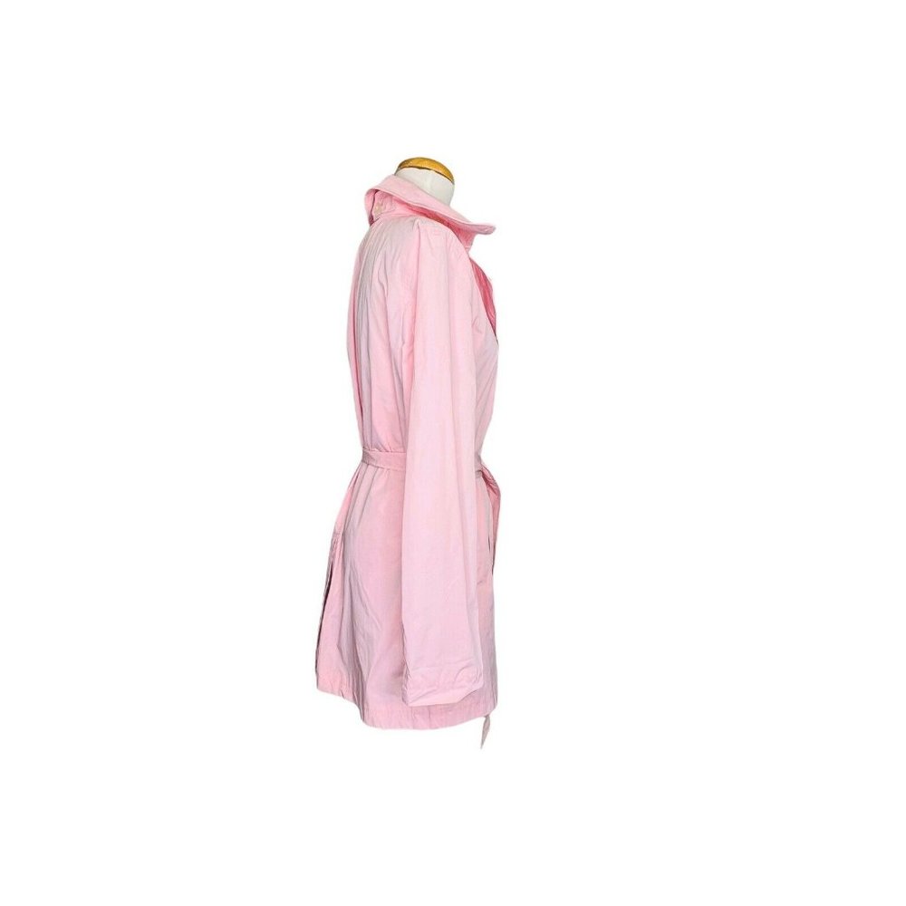 LAUREN RALPH LAUREN Vintage Nylon Jacket Pink Double Breasted Belt Trench Coat - Picture 7 of 11